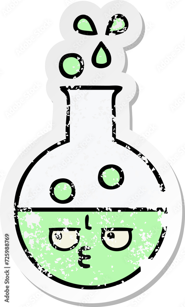 distressed sticker of a cute cartoon test tube distressed sticker of a cute cartoon test tube