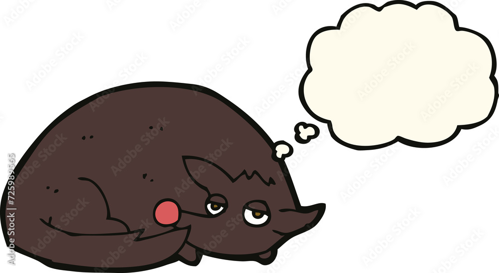 cartoon curled up dog with thought bubble cartoon curled up dog with thought bubble