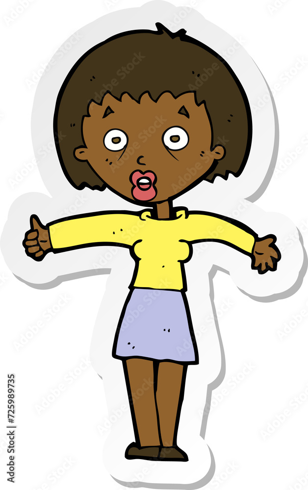 sticker of a cartoon amazed woman sticker of a cartoon amazed woman