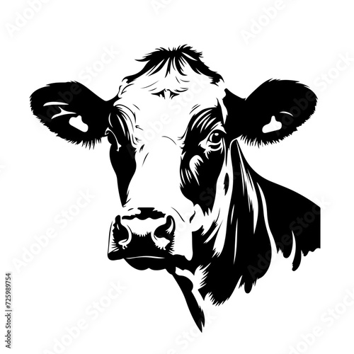 A black and white cow head Logo Monochrome Design Style