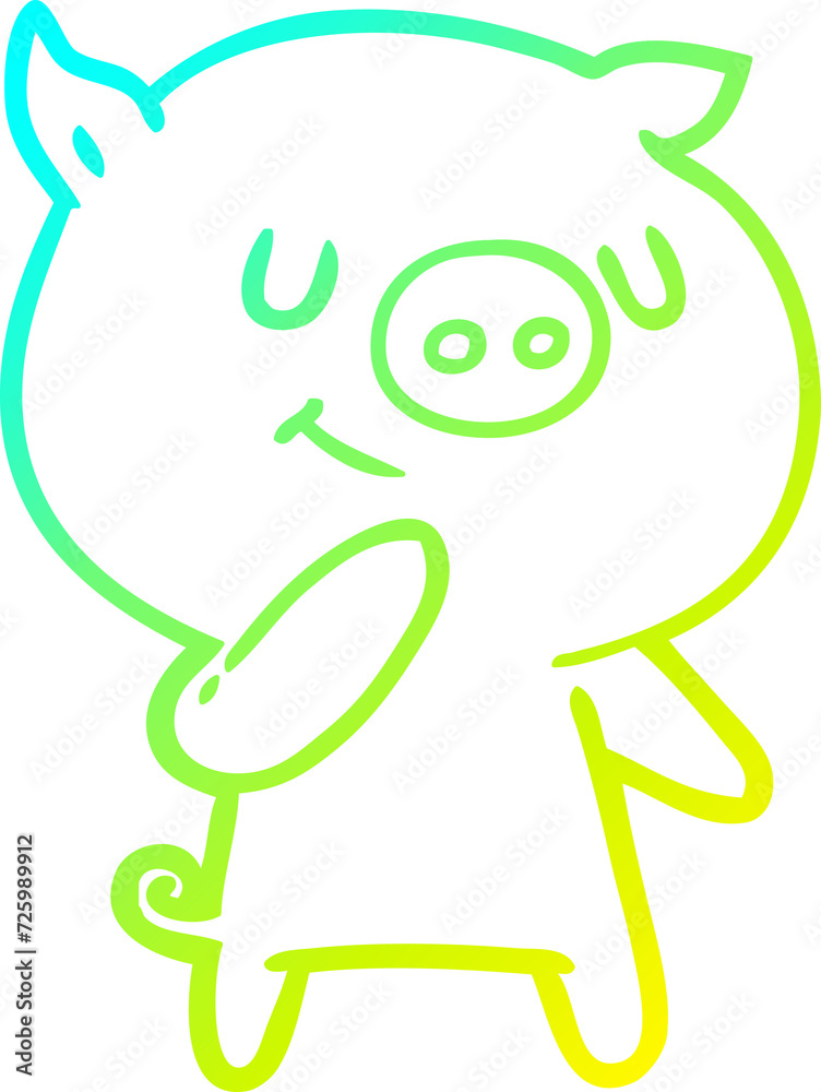 cold gradient line drawing happy cartoon pig cold gradient line drawing happy cartoon pig