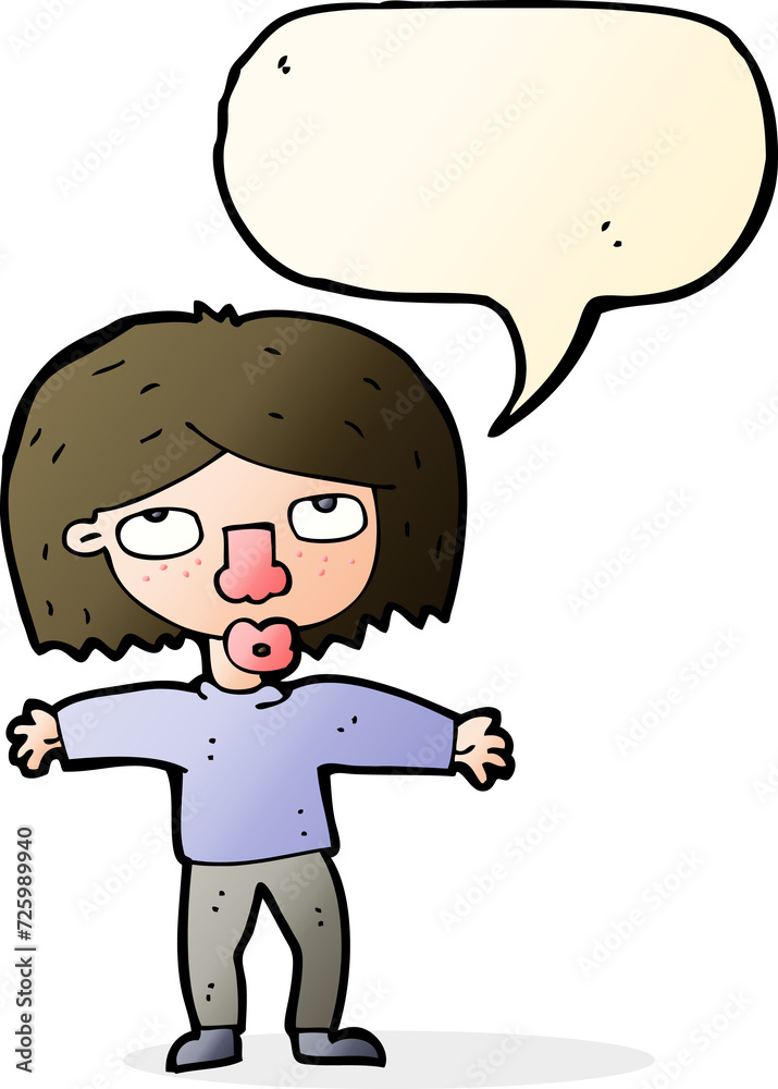 cartoon girl looking upwards with speech bubble cartoon girl looking upwards with speech bubble