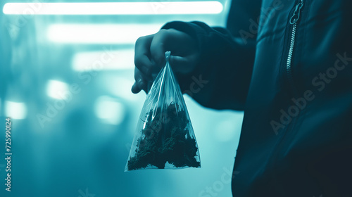 Person Holding a Bag of Marijuana