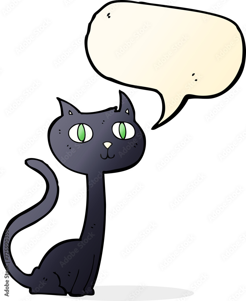 Obraz premium cartoon black cat with speech bubble