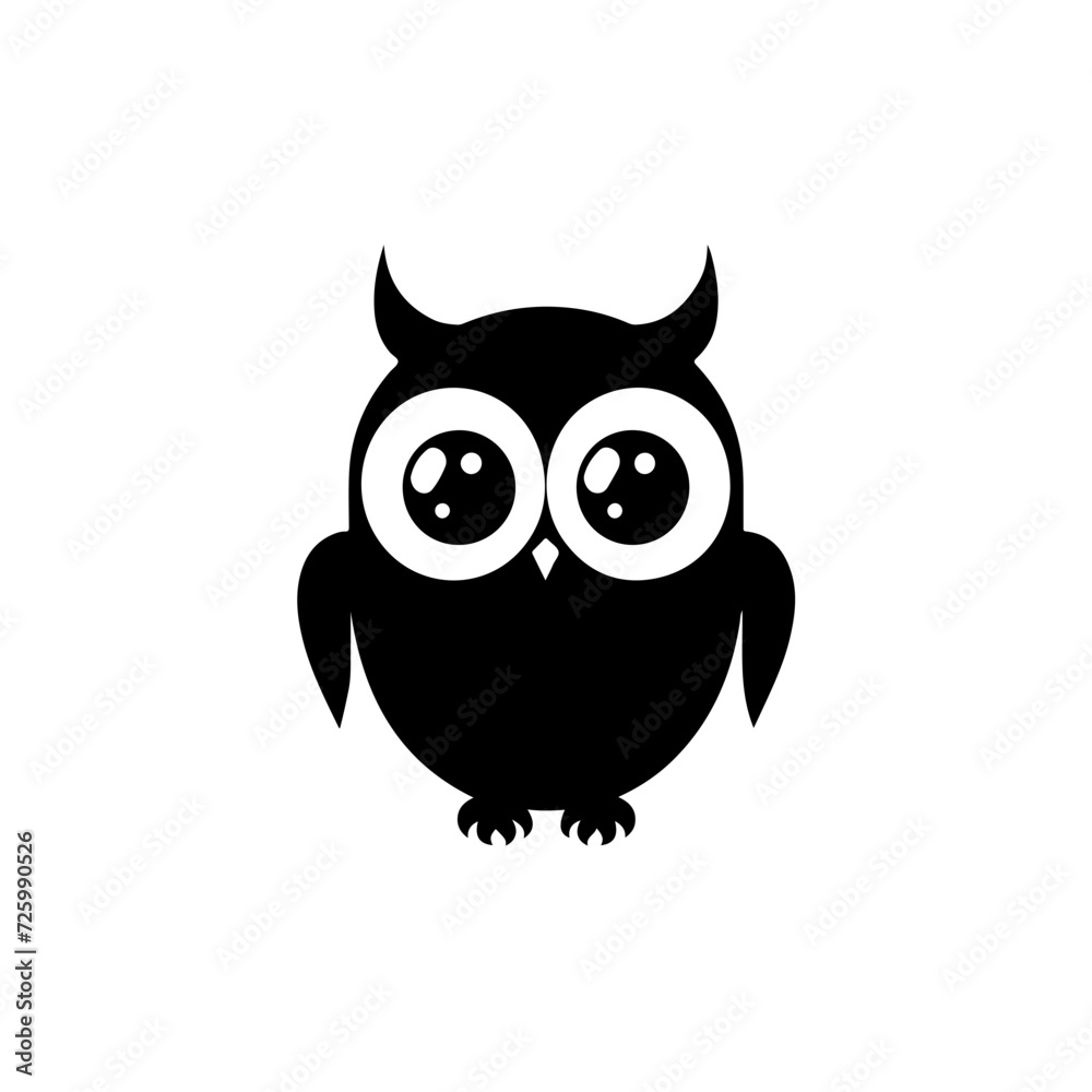 Fototapeta premium Baby Owl Logo Monochrome Design Style