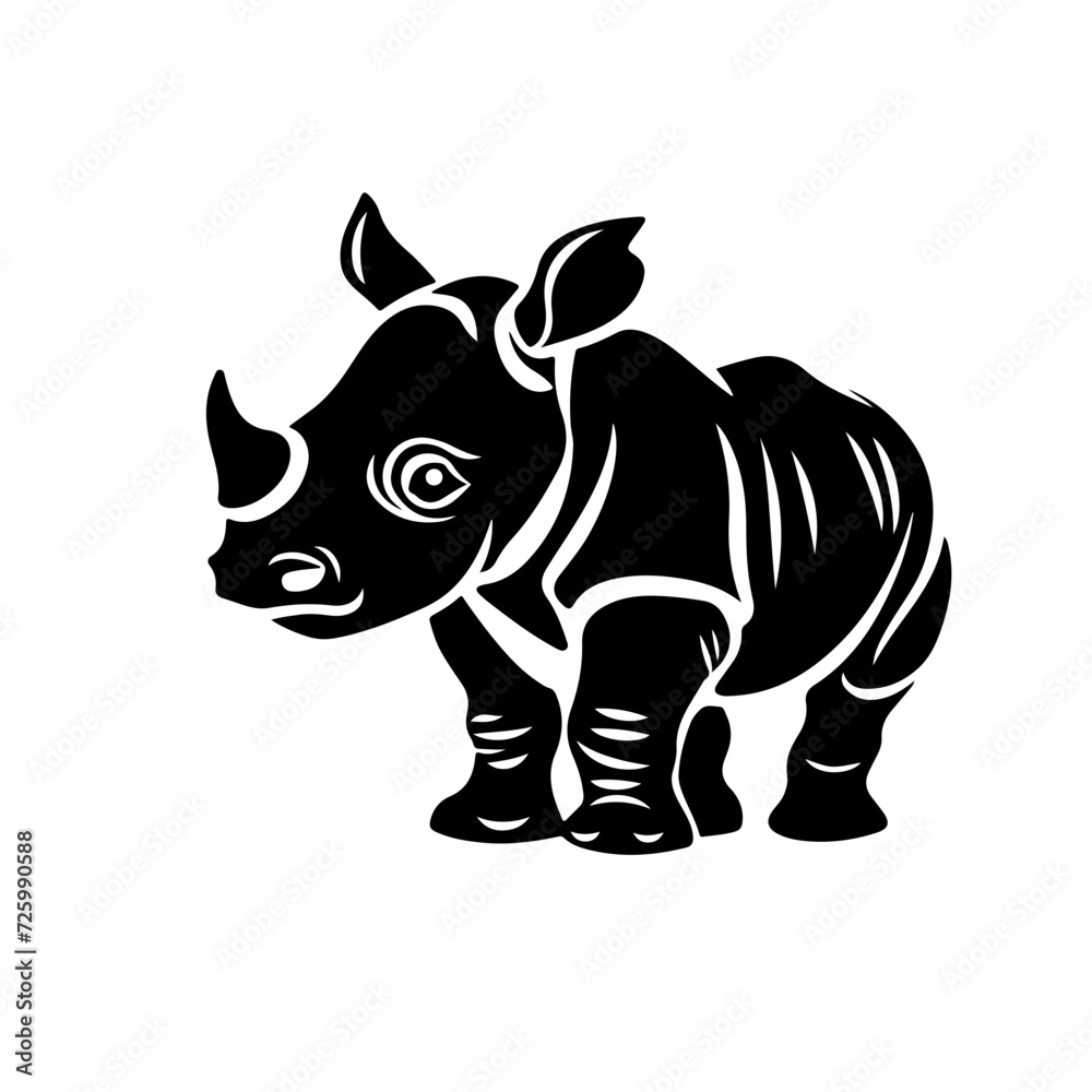 Baby Rhino Logo Monochrome Design Style