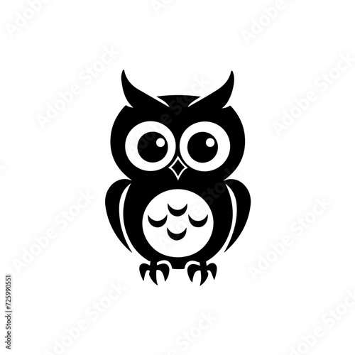 Baby Owl Logo Monochrome Design Style
