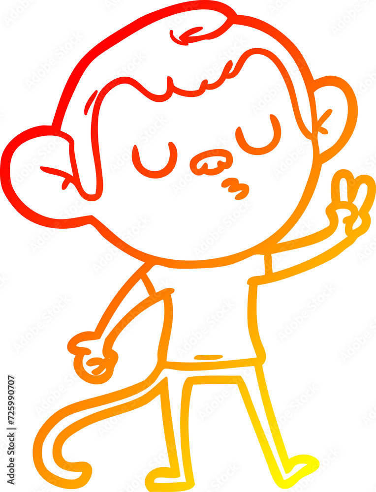 warm gradient line drawing cartoon monkey warm gradient line drawing cartoon monkey
