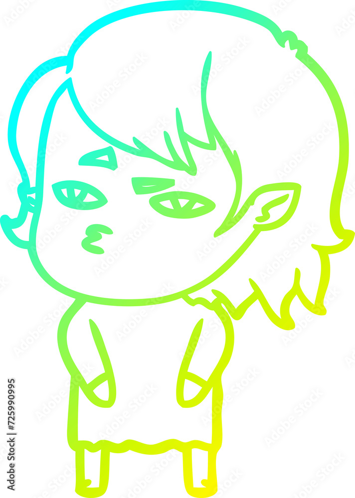 cold gradient line drawing cartoon vampire girl cold gradient line drawing cartoon vampire girl