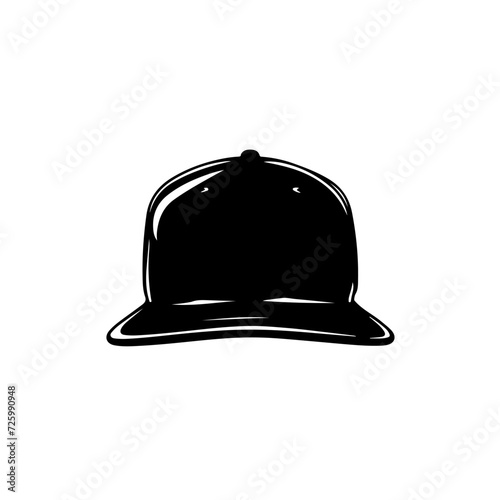 Baseball Cap Front View Logo Monochrome Design Style