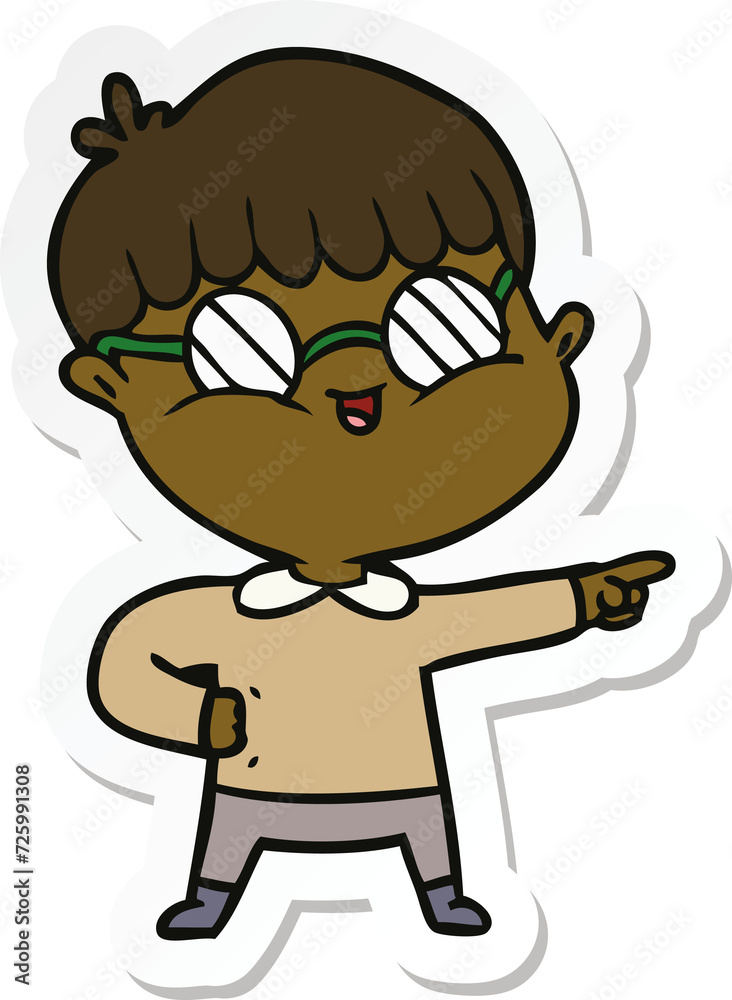 sticker of a cartoon boy wearing spectacles sticker of a cartoon boy wearing spectacles
