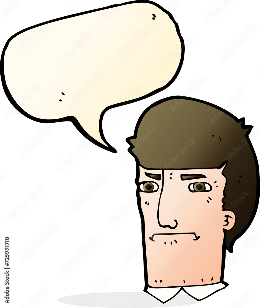 cartoon man narrowing eyes with speech bubble cartoon man narrowing eyes with speech bubble
