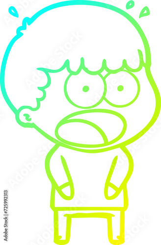 cold gradient line drawing cartoon shocked man