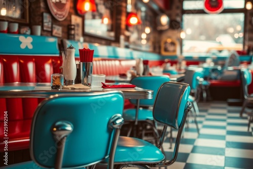 Retro diner model in a classic american eatery Evoking nostalgia and the timeless charm of the 50s