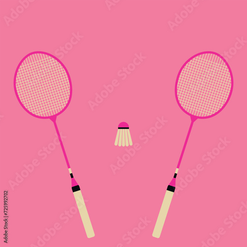  Badminton racket and shuttlecocks. Vector illustration.