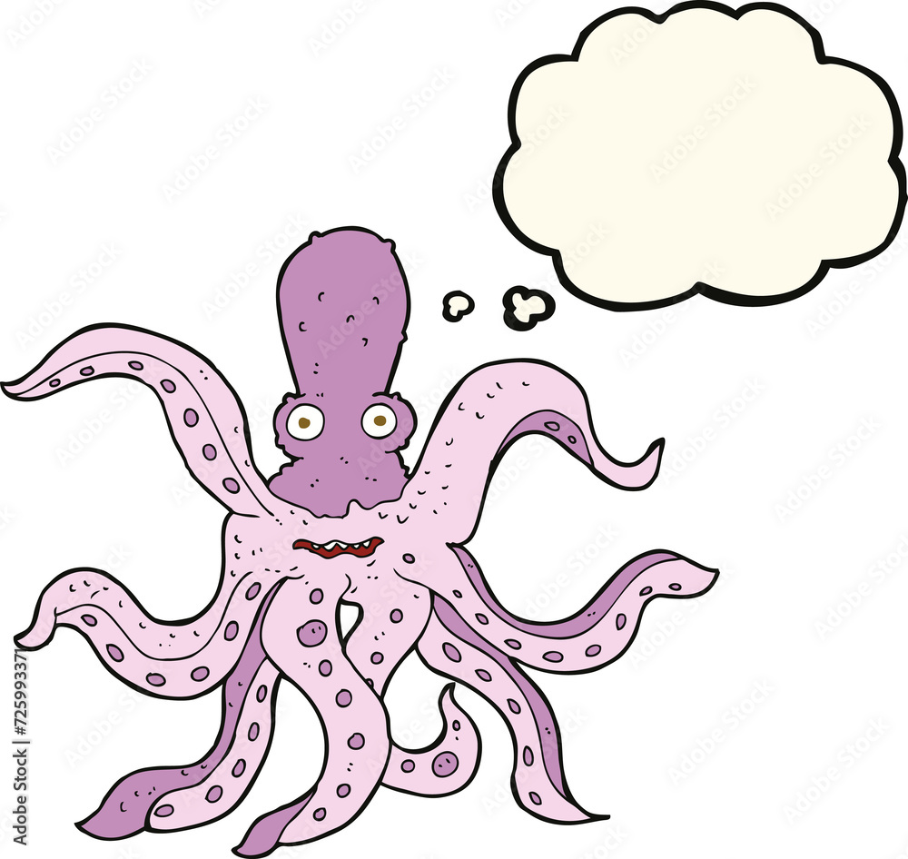 cartoon giant octopus with thought bubble cartoon giant octopus with thought bubble