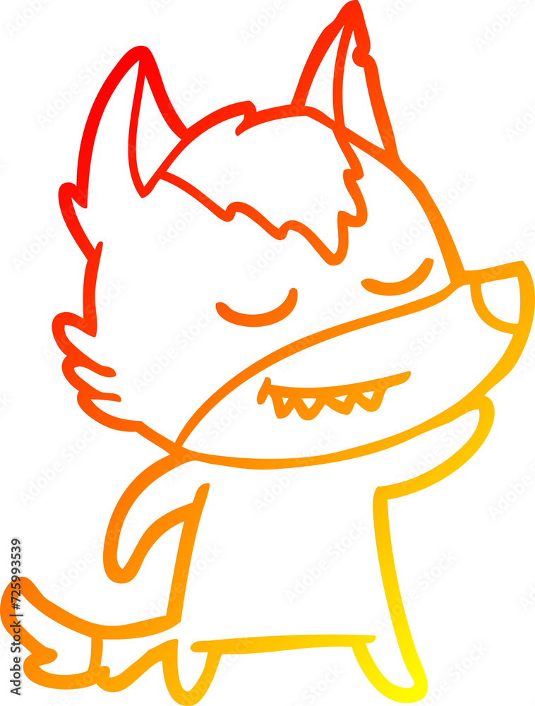 warm gradient line drawing friendly cartoon wolf warm gradient line drawing friendly cartoon wolf