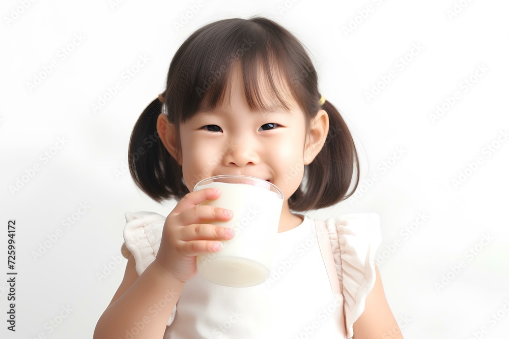 牛乳を飲む女の子 牛乳を飲む女の子