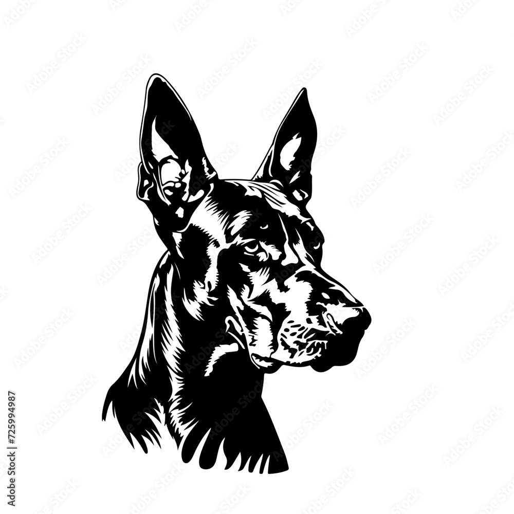 Doberman Dog Logo Monochrome Design Style