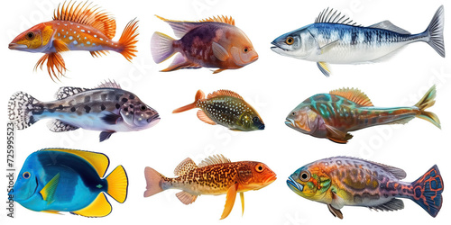 The Beauty of Simplicity: Fish Graphics on Isolated White Background