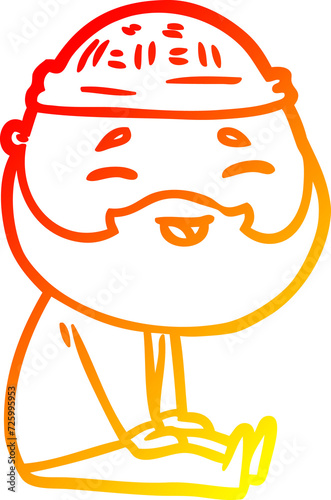 warm gradient line drawing cartoon happy bearded man