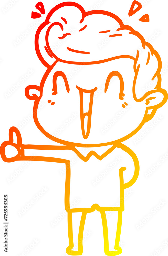 warm gradient line drawing cartoon excited man warm gradient line drawing cartoon excited man