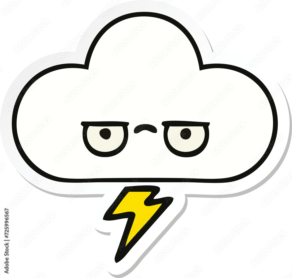 sticker of a cute cartoon storm cloud sticker of a cute cartoon storm cloud