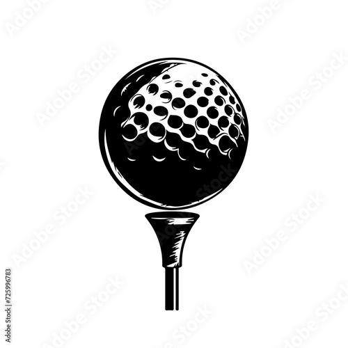 Golf Ball On A Tee Logo Monochrome Design Style