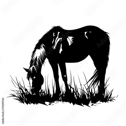 Grazing Horse Logo Monochrome Design Style