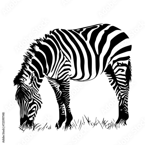 Grazing Zebra Logo Monochrome Design Style