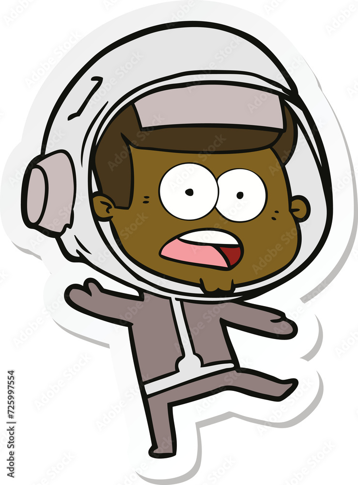 sticker of a cartoon surprised astronaut