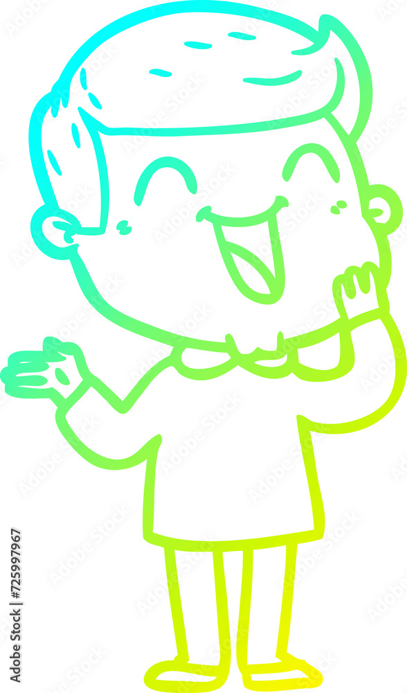 cold gradient line drawing cartoon happy man cold gradient line drawing cartoon happy man