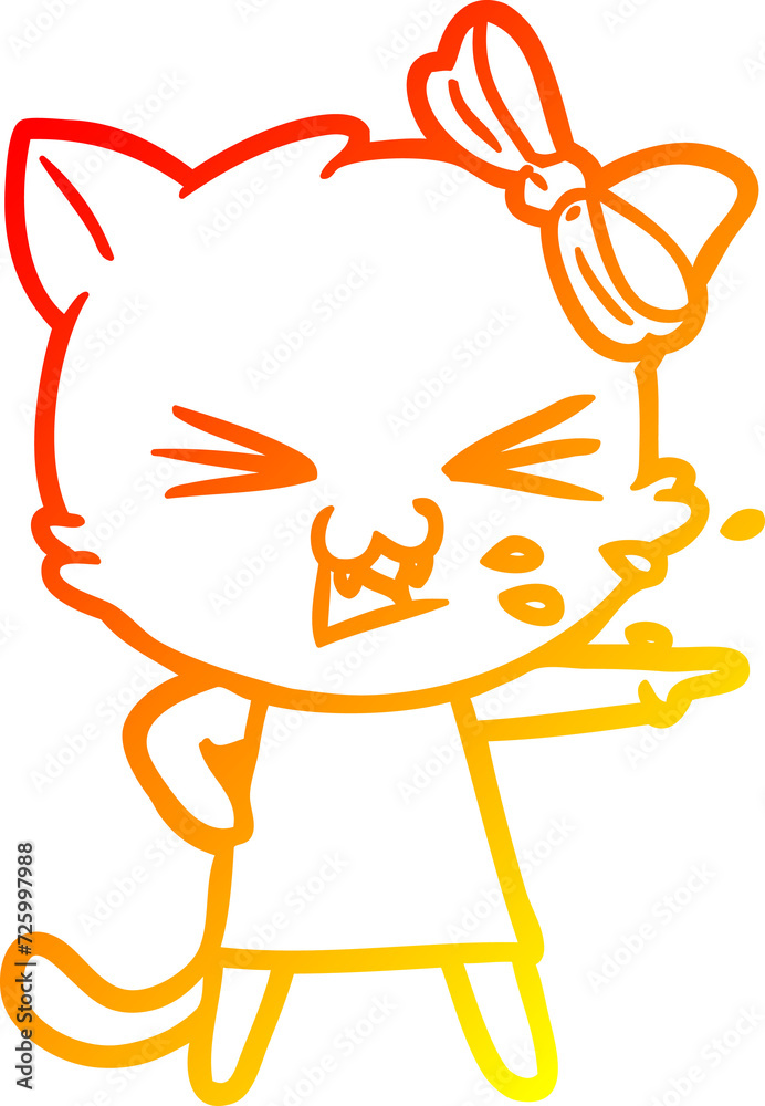 warm gradient line drawing cartoon cat warm gradient line drawing cartoon cat