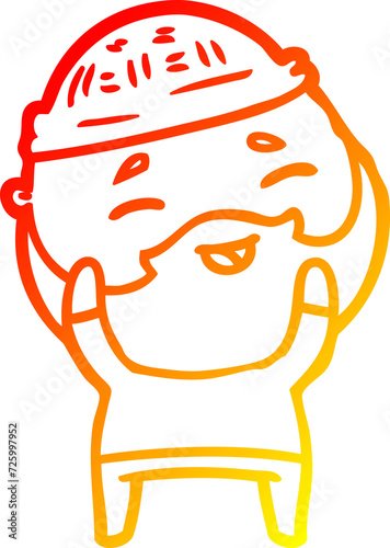 warm gradient line drawing cartoon happy bearded man