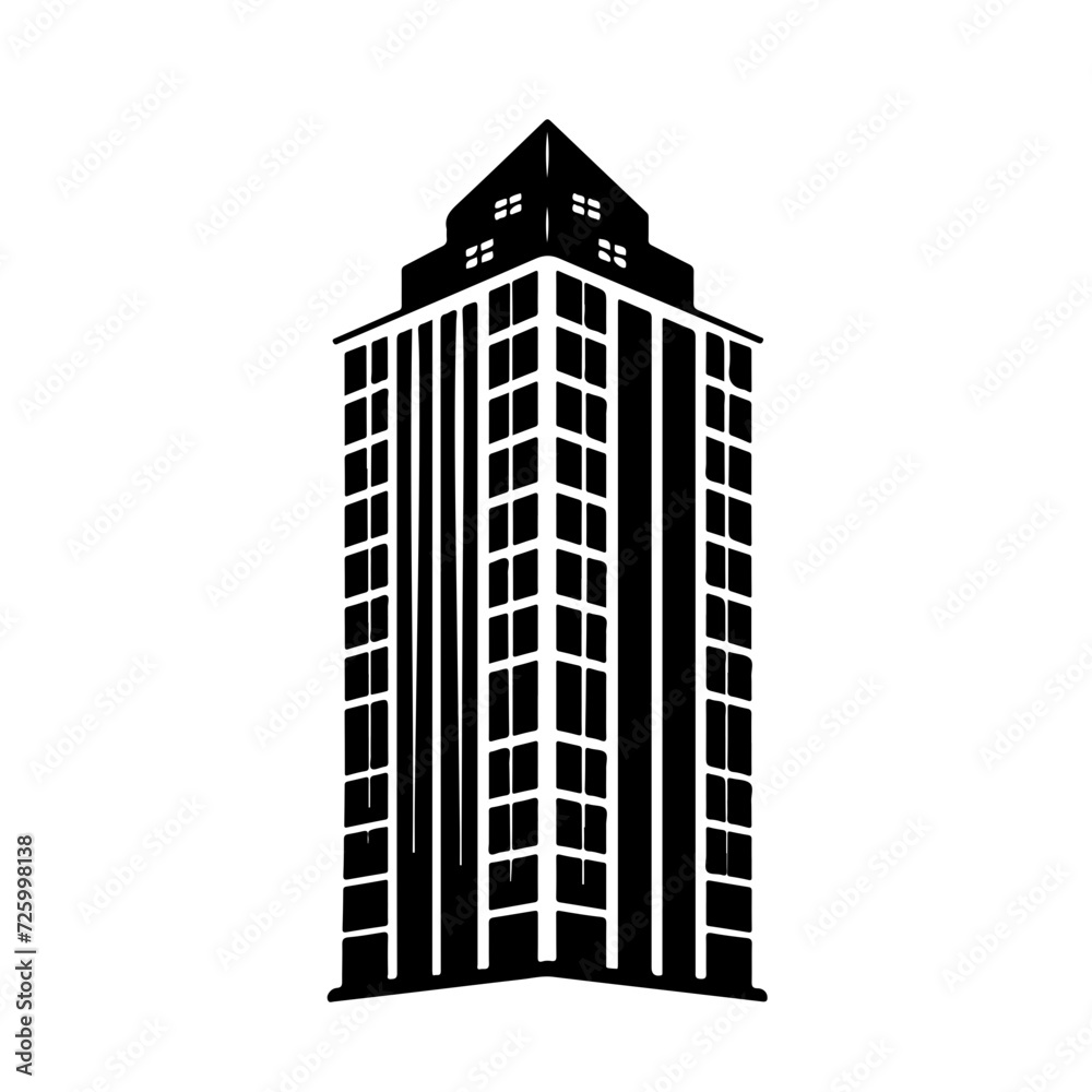 Highrise Building Logo Monochrome Design Style