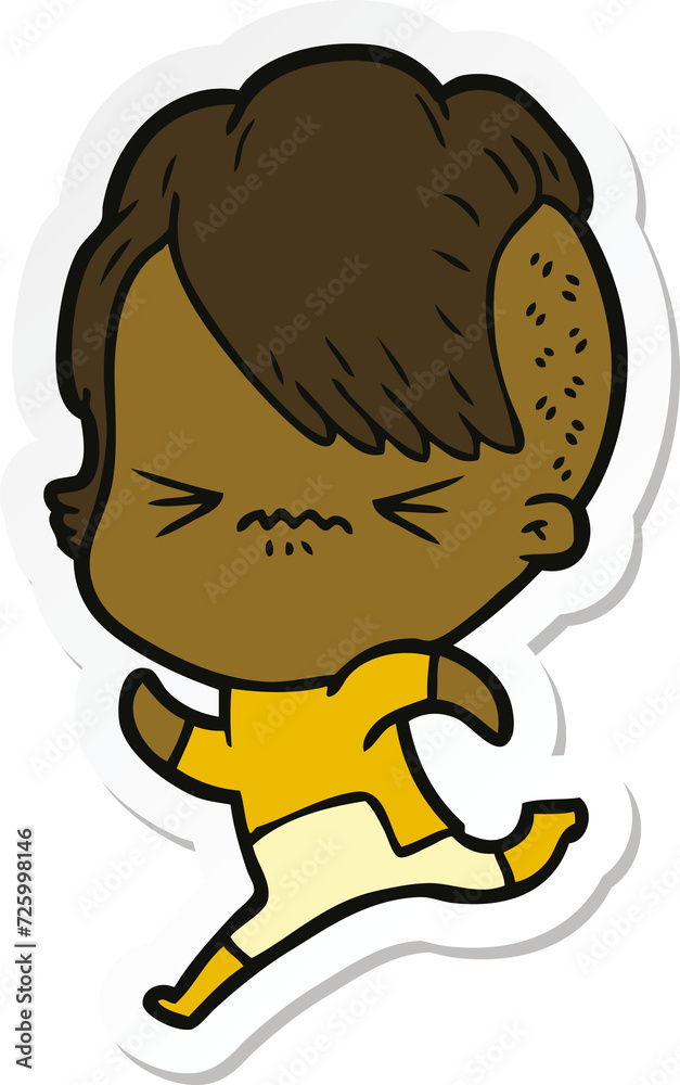 sticker of a cartoon annoyed hipster girl sticker of a cartoon annoyed hipster girl