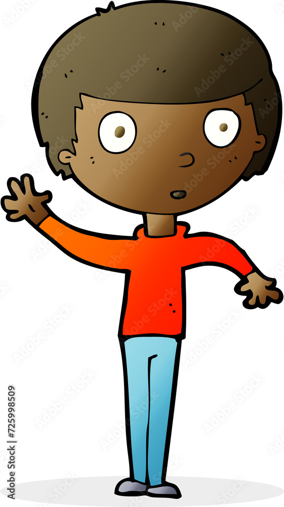 cartoon waving boy