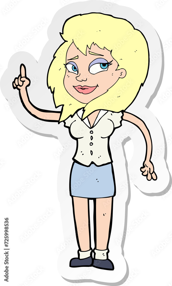 sticker of a cartoon pretty woman with idea sticker of a cartoon pretty woman with idea