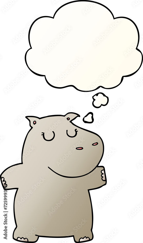 cartoon hippo and thought bubble in smooth gradient style cartoon hippo and thought bubble in smooth gradient style