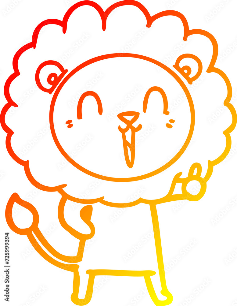 warm gradient line drawing laughing lion cartoon warm gradient line drawing laughing lion cartoon