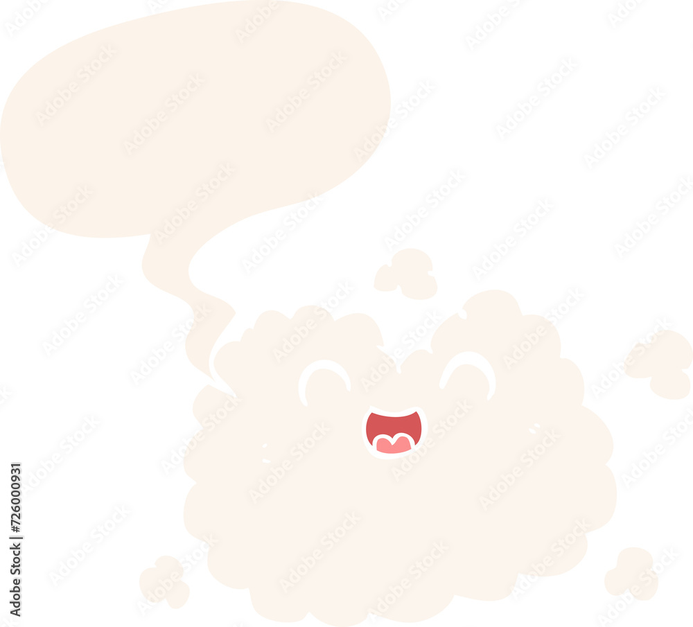 cartoon happy smoke cloud and speech bubble in retro style cartoon happy smoke cloud and speech bubble in retro style