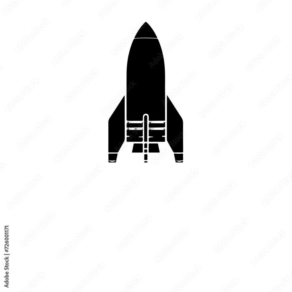 Rocketship Launch Logo Monochrome Design Style