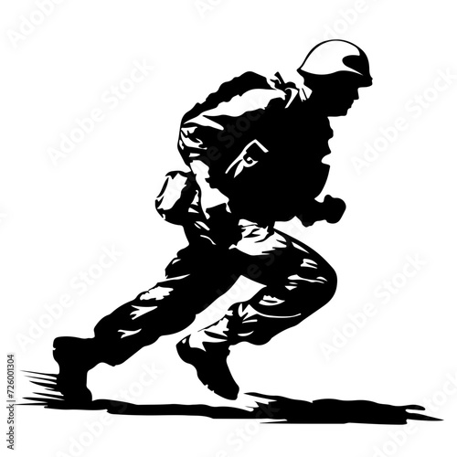 Running Soldier Logo Monochrome Design Style