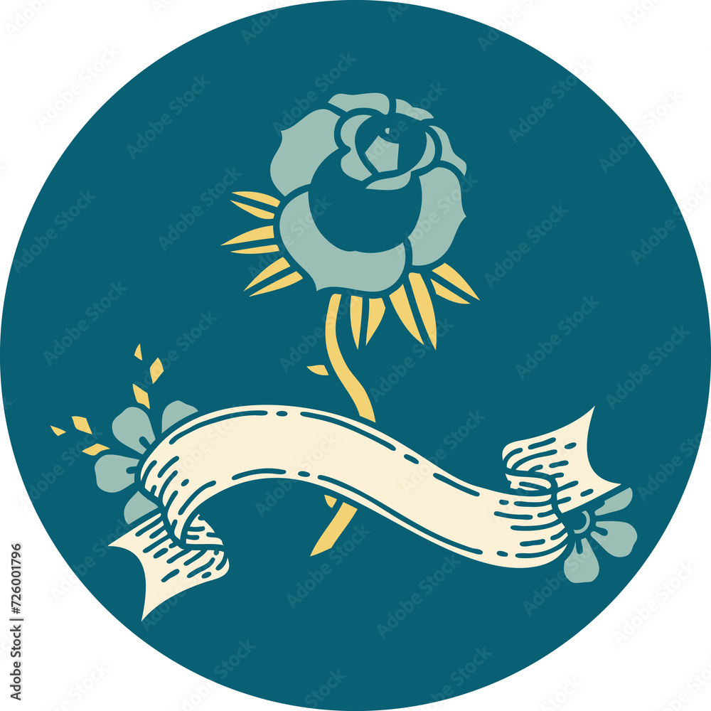 Fototapeta premium icon with banner of a rose