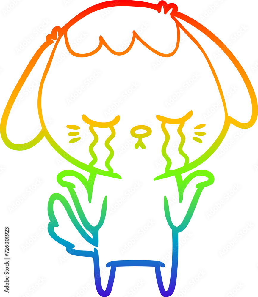 rainbow gradient line drawing cartoon crying dog rainbow gradient line drawing cartoon crying dog