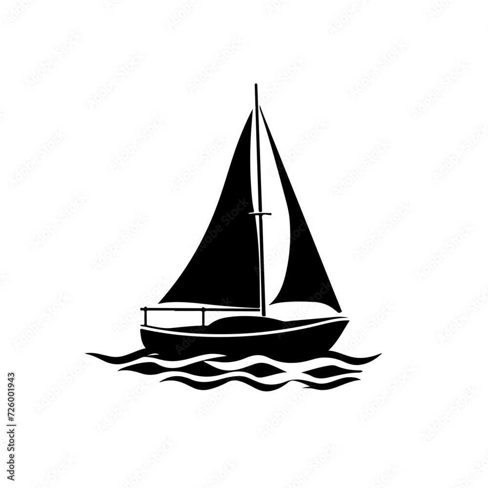 Simple sailboat graphic Logo Monochrome Design Style