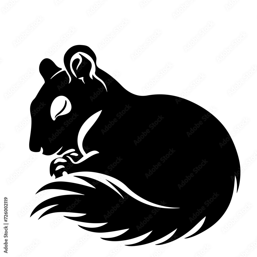 Sleeping Squirel Logo Monochrome Design Style