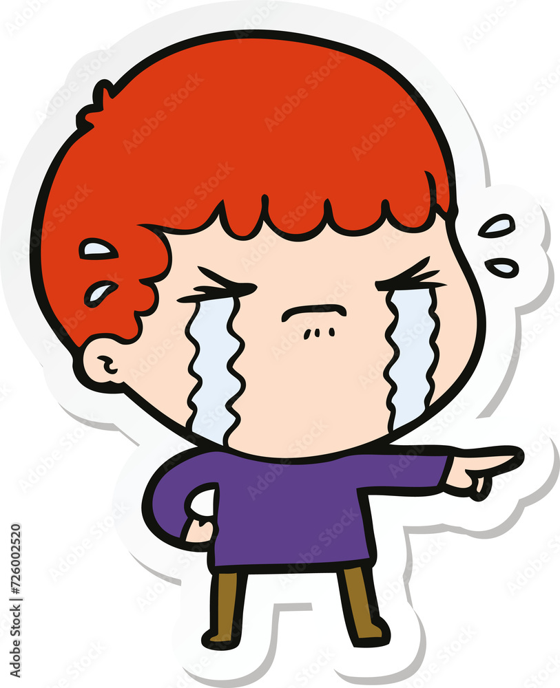 sticker of a cartoon man crying sticker of a cartoon man crying