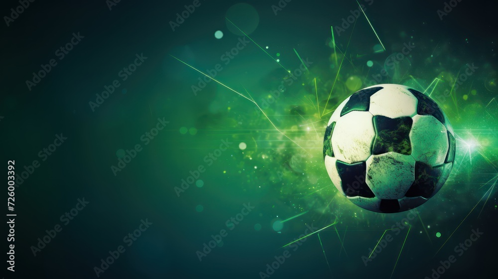 Fototapeta premium football ball with sport background design for banner with copy space
