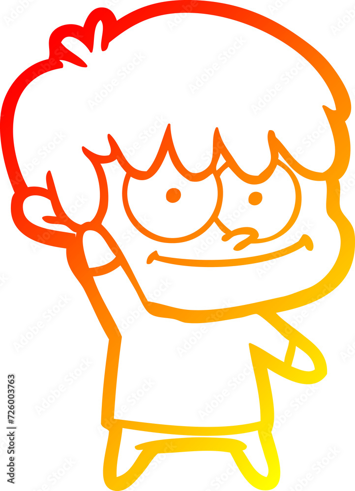 warm gradient line drawing happy cartoon man warm gradient line drawing happy cartoon man